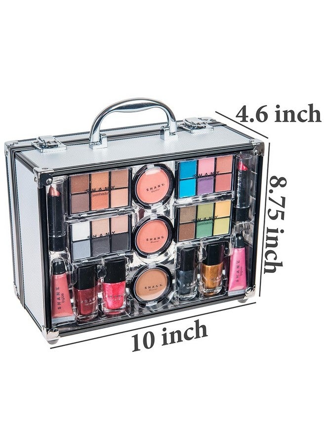 Shany SHANY Carry All Trunk Makeup Train Case with Re-usable Aluminum Makeup Storage Case. Non Toxic Color Make up Set with Eye palettes, Blushes,Makeup Powders, Manicure, Pedicure and Makeup Brushes.  - Image 4