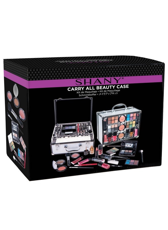Shany SHANY Carry All Trunk Makeup Train Case with Re-usable Aluminum Makeup Storage Case. Non Toxic Color Make up Set with Eye palettes, Blushes,Makeup Powders, Manicure, Pedicure and Makeup Brushes.  - Image 2