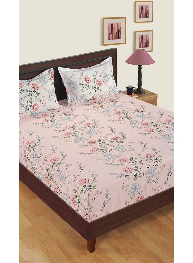 Swayam Ananda Collection 200 TC Cotton Double Bedsheet with 2 Pillow Covers - Soft and Comfortable Fabric, Breathable - Pink - Image 2
