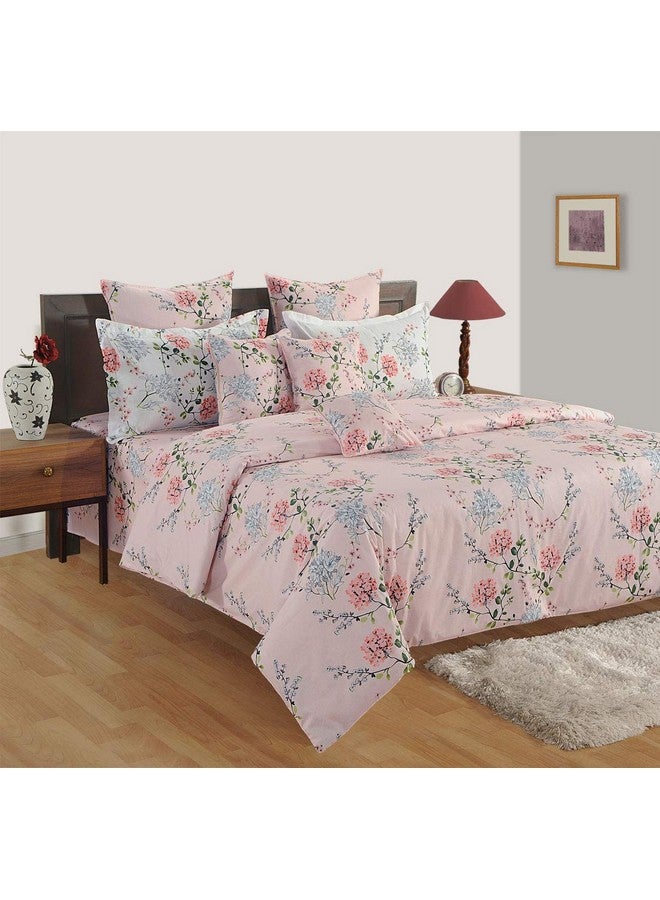 Swayam Ananda Collection 200 TC Cotton Double Bedsheet with 2 Pillow Covers - Soft and Comfortable Fabric, Breathable - Pink - Image 1