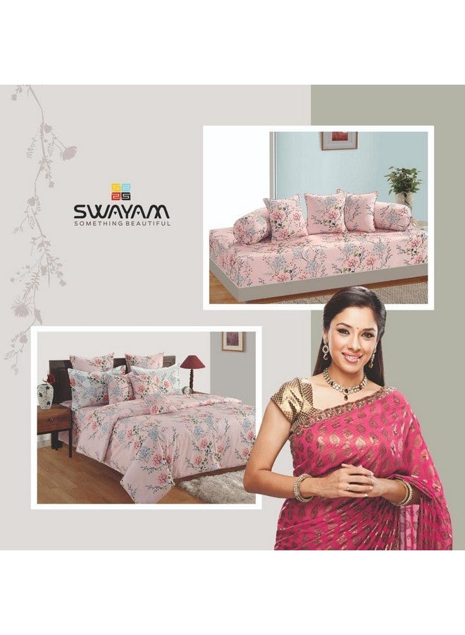 Swayam Ananda Collection 200 TC Cotton Double Bedsheet with 2 Pillow Covers - Soft and Comfortable Fabric, Breathable - Pink - Image 4