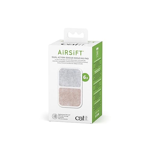 Catit Airsift Dual Action Air Purifier Pad, 6 Pack – Two Media Filter to Keep Litter Box Odors at Bay - Image 1