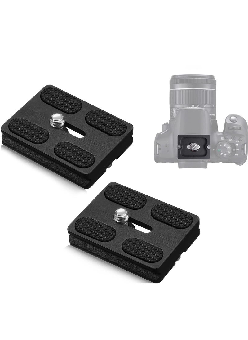 SYOSI - Camera Quick Release Plate PU50 2Pcs Metal Universal Quick Release Plate with 1/4" Screw, Tripod Mount Plate Universal Standard Fits DSLR Camera Tripod Ball Head (Black) - Image 1