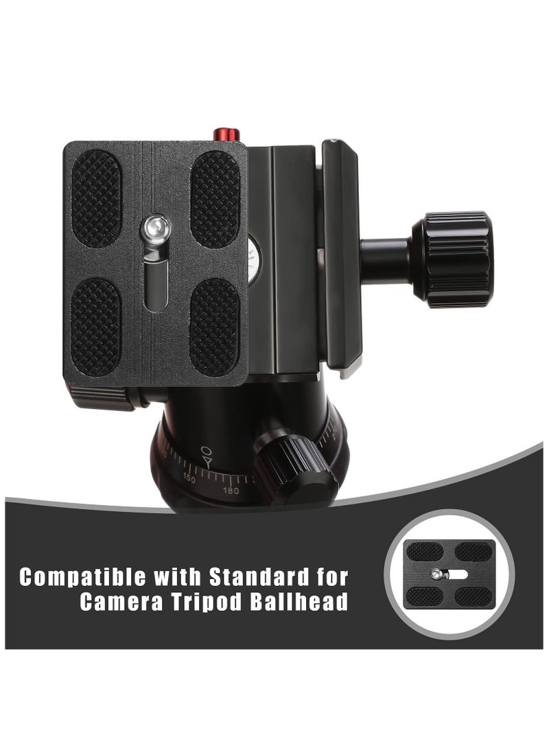 SYOSI - Camera Quick Release Plate PU50 2Pcs Metal Universal Quick Release Plate with 1/4" Screw, Tripod Mount Plate Universal Standard Fits DSLR Camera Tripod Ball Head (Black) - Image 1