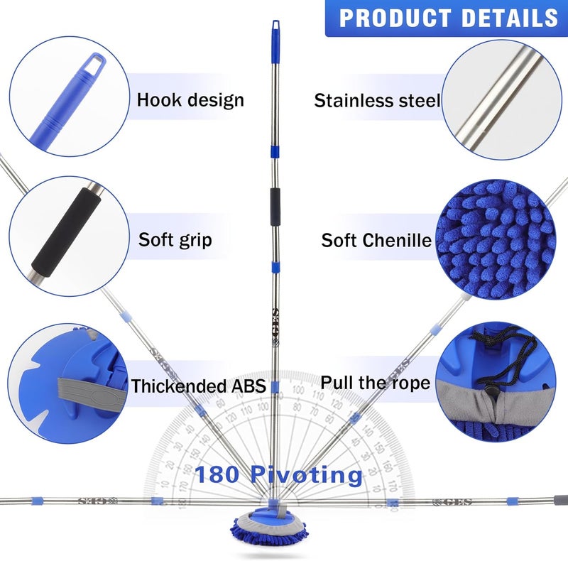 GES Car Wash Mop with Long Handle - 62 Inch Telescoping Brush & Microfiber Cleaning Kit - Image 2