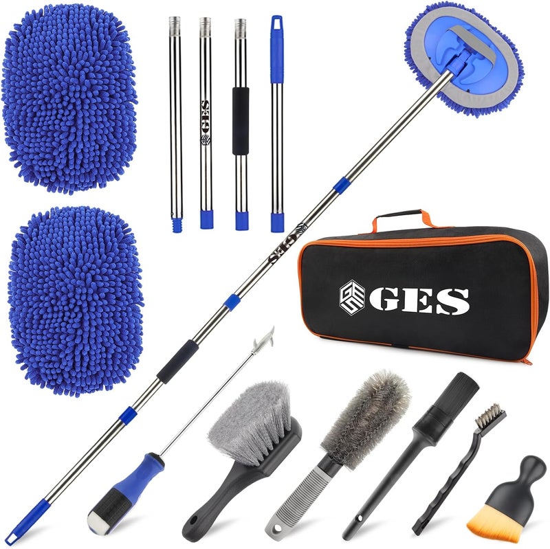 GES Car Wash Mop with Long Handle - 62 Inch Telescoping Brush & Microfiber Cleaning Kit - Image 1