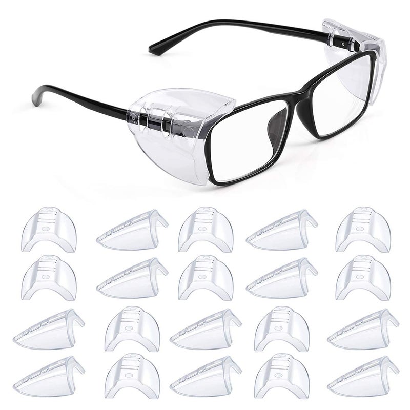 MELASA 10 Pairs Side Shields for Prescription Glasses Safety Glasses Side Shields for Eye Protection Slip on Side Shields for Eye Glasses Fits Most Small to Large Eyeglasses