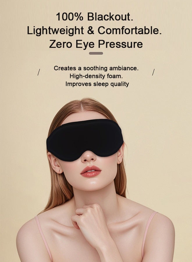 3D Contoured Sleep Mask, 100% Blackout Light Blocking Eye Mask for Sleeping, Zero Eye Pressure, Side Sleeper Friendly, Adjustable Breathable Travel Blindfold, Black - Image 5