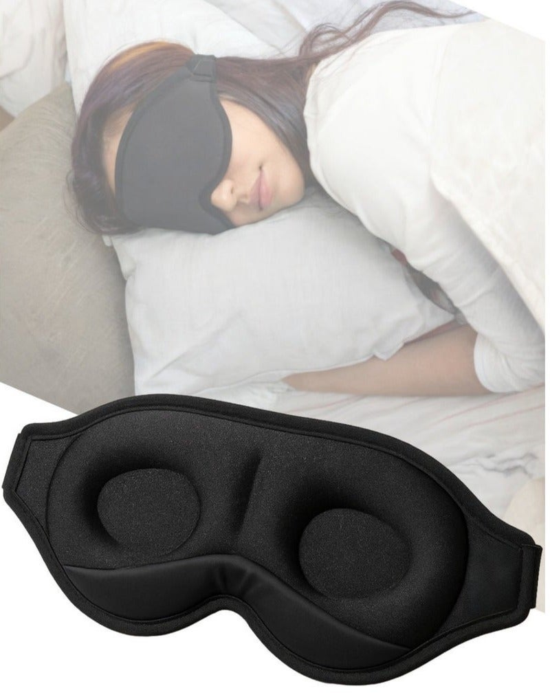 3D Contoured Sleep Mask, 100% Blackout Light Blocking Eye Mask for Sleeping, Zero Eye Pressure, Side Sleeper Friendly, Adjustable Breathable Travel Blindfold, Black - Image 1