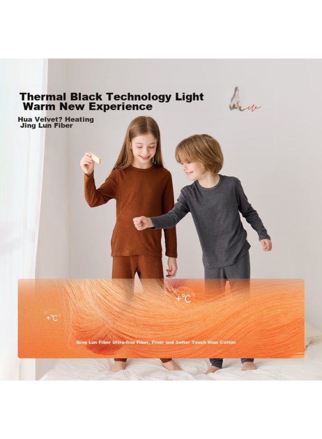 Junejunior Children's Thermal Underwear Set, Autumn And Winter, Boys And Girls, Lightweight Base Layer Sleepwear - Image 2