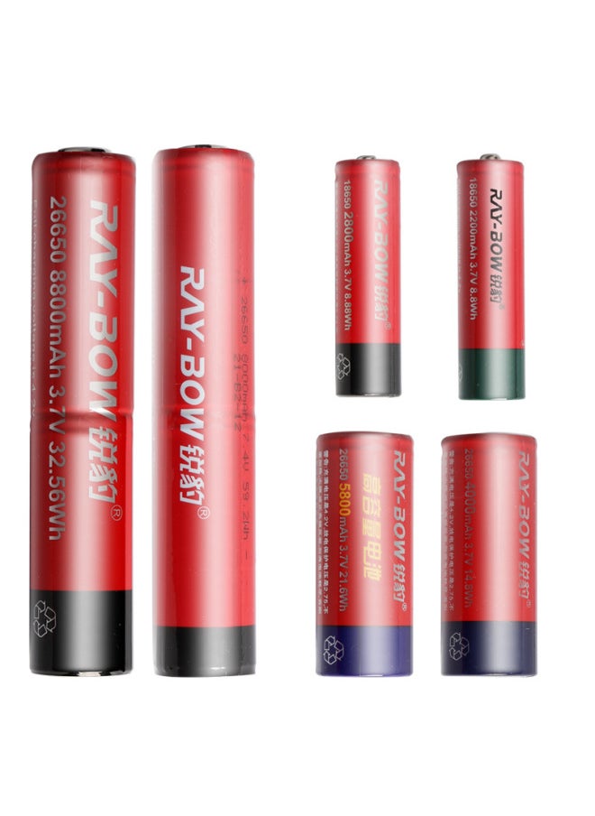 Generic - Ruibao Product Genuine 3.7V18650 Lithium Battery Column Flat Rechargeable 26650 Flashlight Special-Color:Sharp Leopard Lithium Battery 26650(7.4V 8000 MA) Section - Image 1