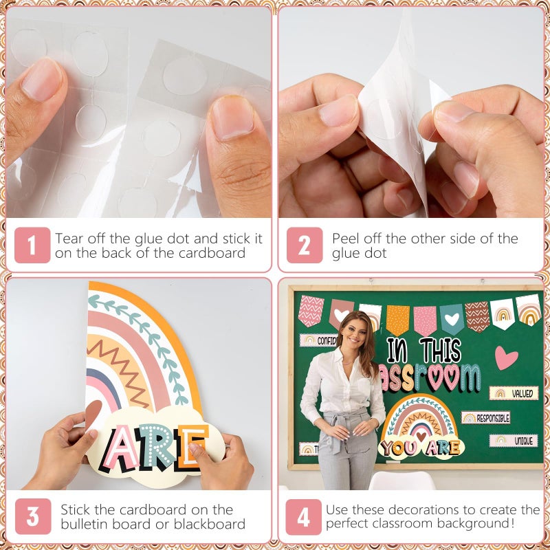 VABAMNA 32pcs Classroom Bulletin Board Decorations Set - Boho Rainbow Motivational Words Cutouts Bulletin Decorations for Teachers School Classroom Bulletin Board - Image 5