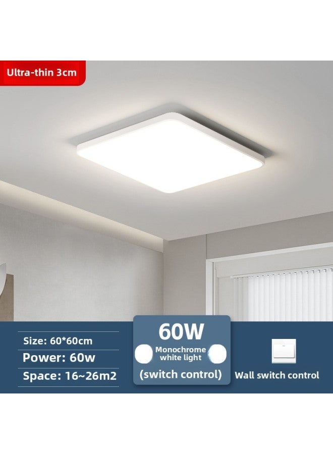 Loquat Led Ceiling Lamp Rectangular Living Room Main Lamp Ultra-thin Super Bright Headlight Modern Simple Atmospheric Lamps-Color: Square 60cm High Brightness White Light - Image 1