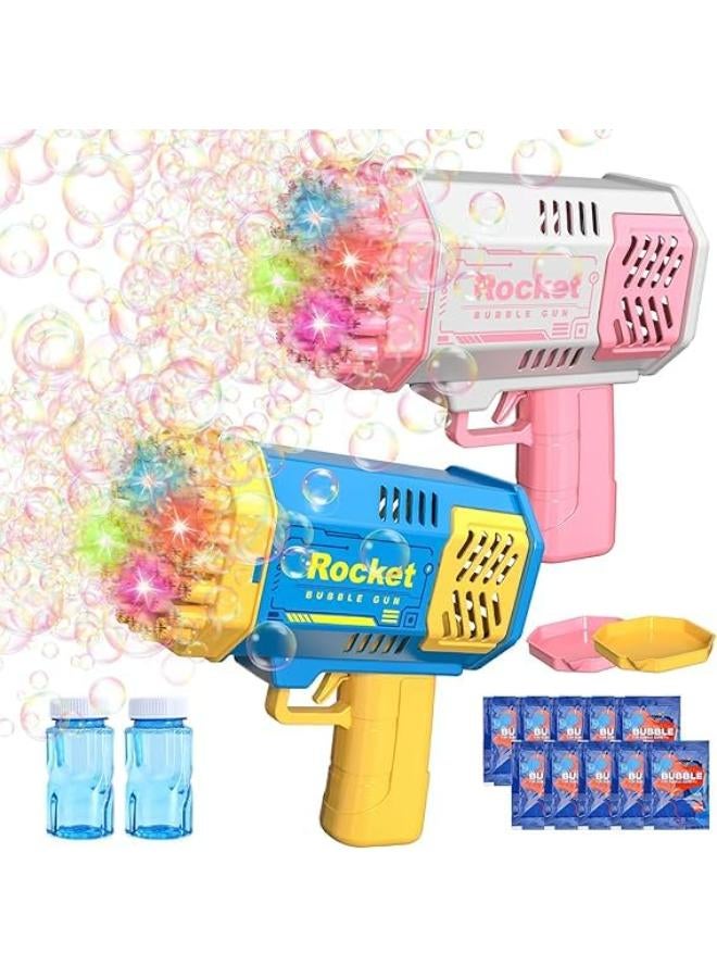 روكيت مسدس فقاعات صغير للأطفال، مسدس فقاعات 40 فتحة مع أضواء، 3000+ فقاعات في الدقيقة للأولاد والبنات والأطفال الصغار في الأماكن المغلقة والخارجية وحفلات أعياد الميلاد وحفلات الزفاف
