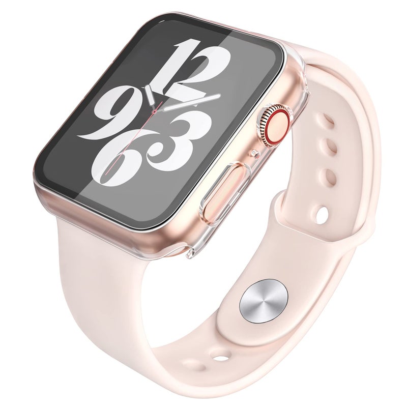 Misxi 2 Pack Hard PC Case with Tempered Glass Screen Protector Compatible with Apple Watch Series 9 (2023) Series 8 Series 7 41mm, Ultra-Thin Cover for iWatch S9/S8/S7, 1 Silver + 1 Transparent - Image 5