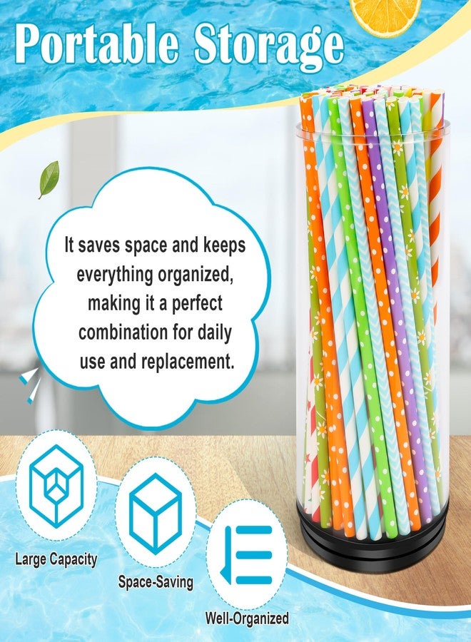 Catcan Straw Dispenser for Counter Acrylic Straw Holder with 100 Disposable Straws for Kitchens, Restaurants, Coffee Shops, Bars(Rotatable, Transparent) - Image 4
