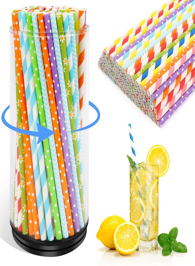 Catcan Straw Dispenser for Counter Acrylic Straw Holder with 100 Disposable Straws for Kitchens, Restaurants, Coffee Shops, Bars(Rotatable, Transparent) - Image 1