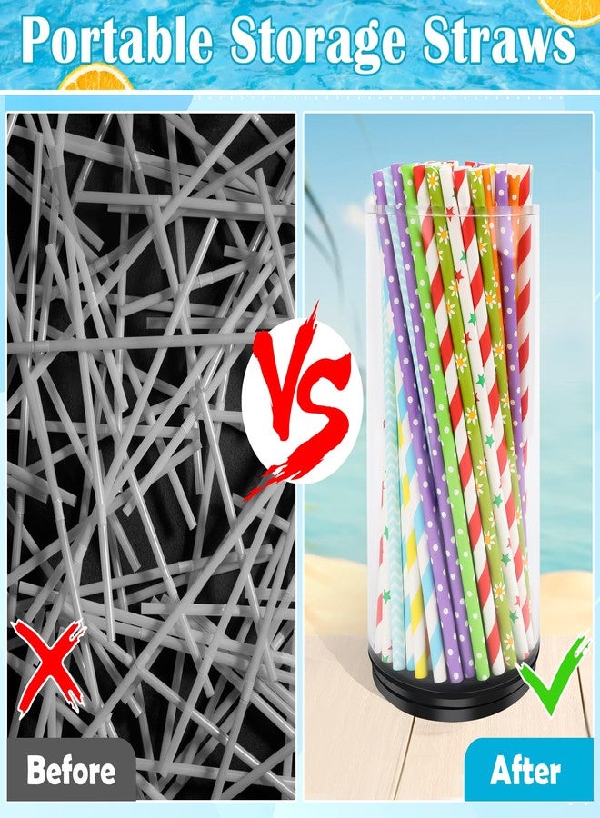 Catcan Straw Dispenser for Counter Acrylic Straw Holder with 100 Disposable Straws for Kitchens, Restaurants, Coffee Shops, Bars(Rotatable, Transparent) - Image 5