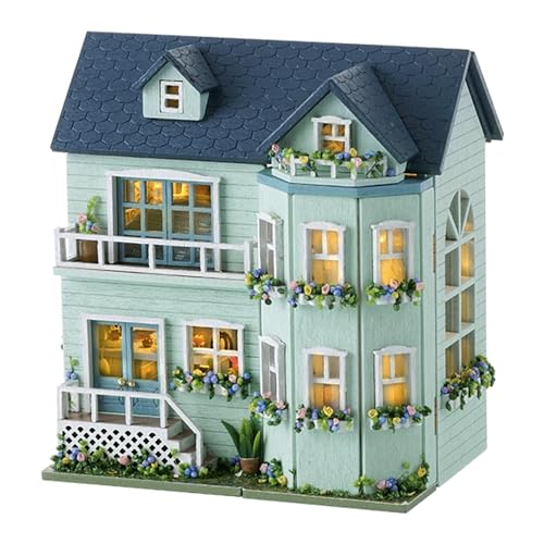 Kisoy Romantic and Cute Dollhouse Miniature DIY House Kit Creative Room Perfect DIY Gift for Friends Lovers and Families Warm House - Image 1