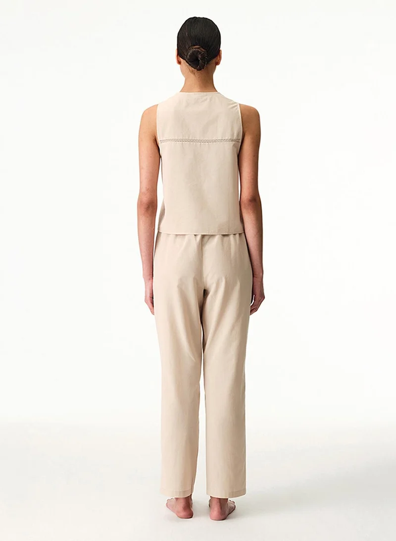 بنتي Penti Women's Cotton Lounge Belle Sleeveless Pajama Set - Beige