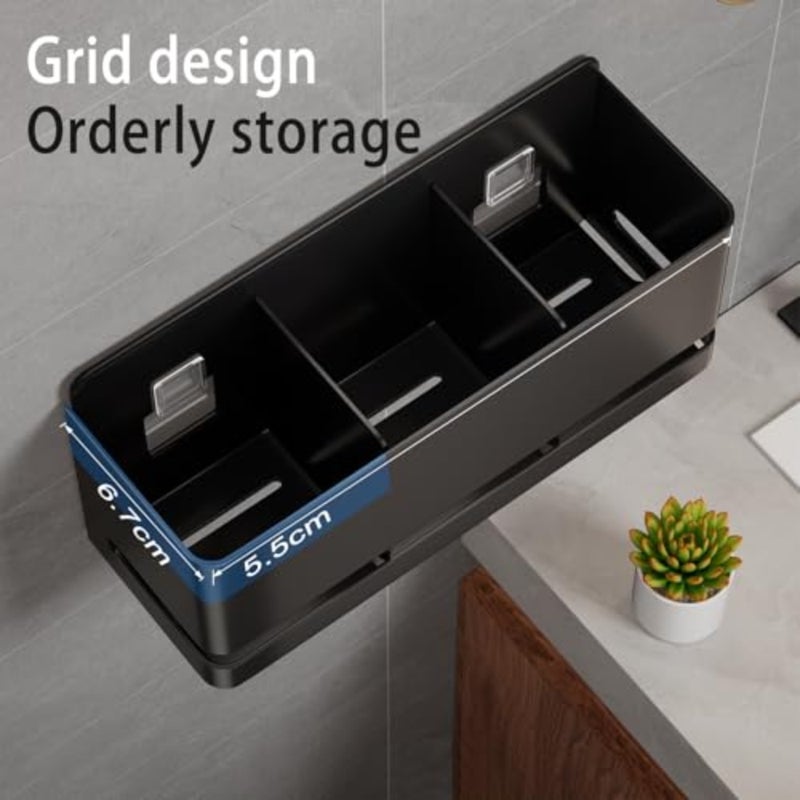 Aluminum Electric Toothbrush Holder - Bathroom Wall Mounted Toothbrush Holder Black - Image 4