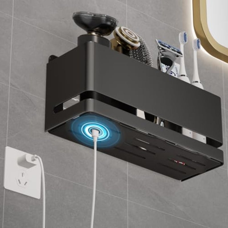 Aluminum Electric Toothbrush Holder - Bathroom Wall Mounted Toothbrush Holder Black - Image 3