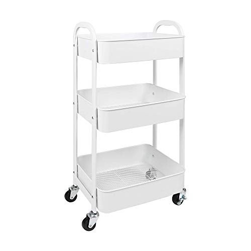 MAX Houser 3-Tier Rolling Utility Cart with Caster Wheels,Easy Assembly, for Kitchen, Bathroom (White) - Image 1