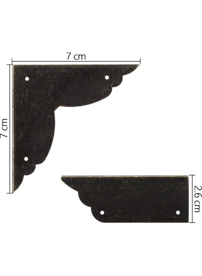 CM Cosmos Pack of 12 Antique Metal Box Corner Protector Edge Safety Guard Cabinet Furniture Corner Metal Bumpers, Bronze Tone Color - Image 3