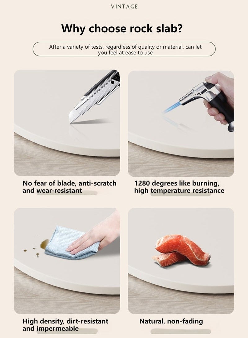 XiuWoo Flower Shape Side Table, Rock Coffee Table, Carbon Steel Bracket Bedside Table Small Accent Table for Couch Living Room Bedroom, White, Rock Slab Desktop - Image 3