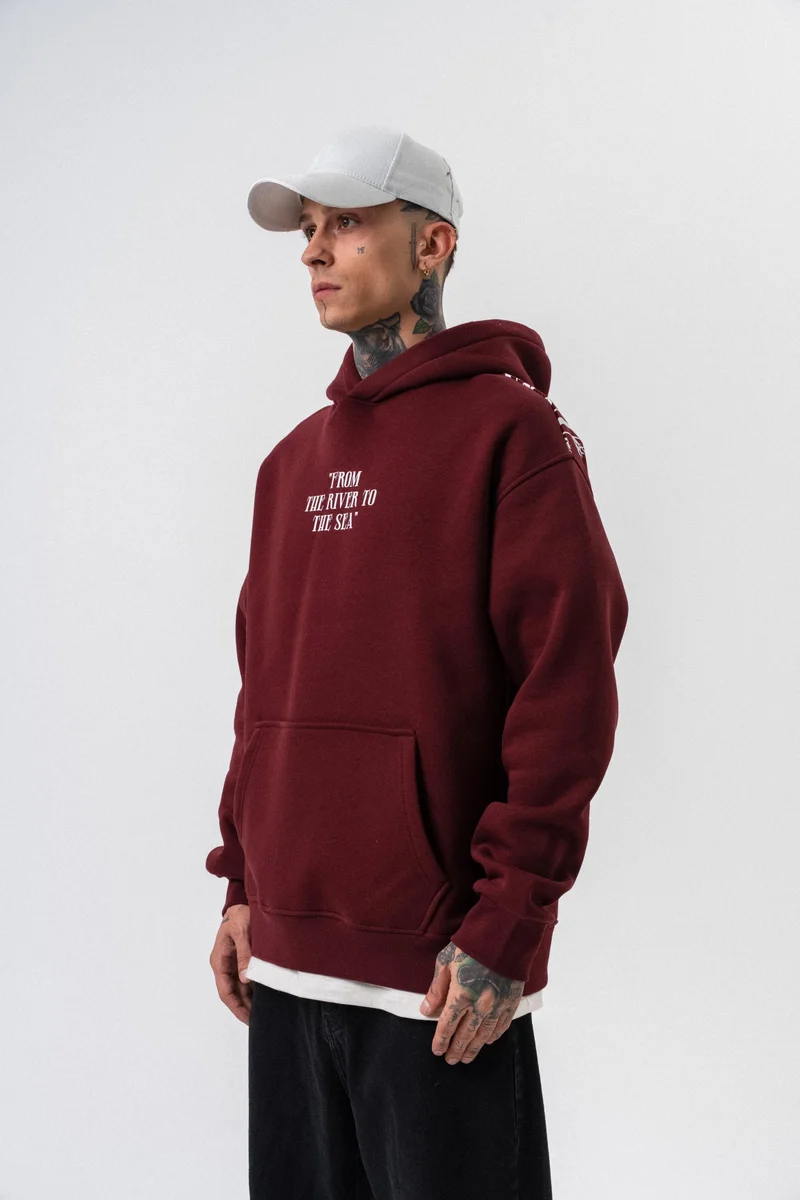 RESPIRE Men’s The Sea Printed Oversize Hoodie Burgundy