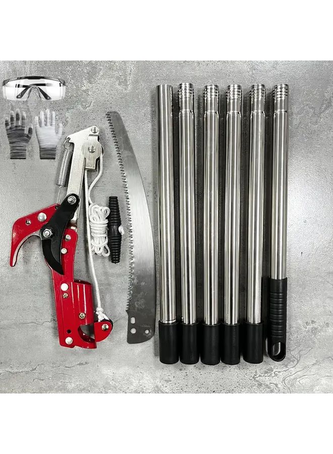 High Branch Saw With Adjustable Tension Rope 2 6m 8 5ft 6 Rods Garden Pruning Shears - Image 1