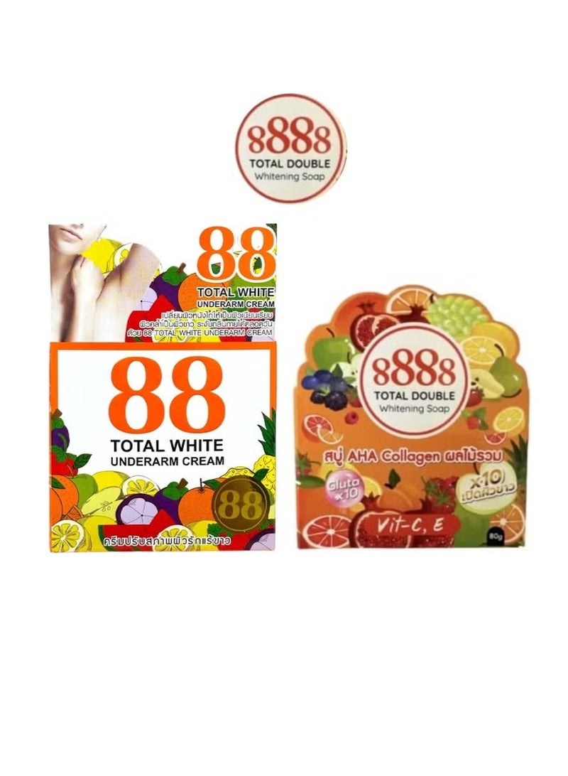 8888 TOTAL DOUBLE Whitening Soap & Underarm Whitening Cream Set