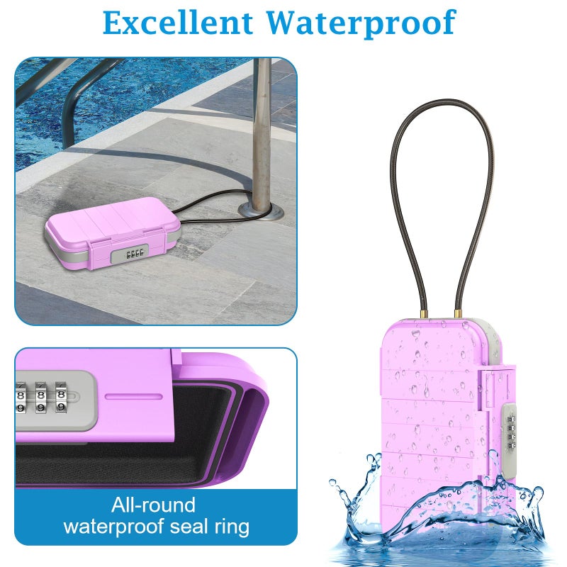 AMIR Portable Safe Box, Combination Lock with Code, Waterproof Anti-Theft Mini Travel Safe with Removable Chain, Portable Lock Box for Home Office Car Dorm Beach - Image 2