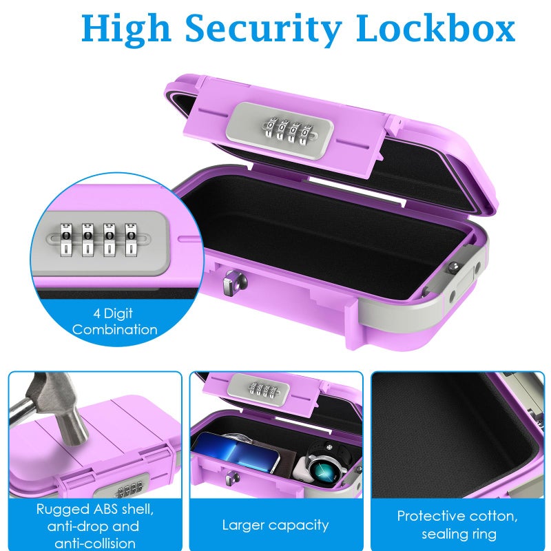 AMIR Portable Safe Box, Combination Lock with Code, Waterproof Anti-Theft Mini Travel Safe with Removable Chain, Portable Lock Box for Home Office Car Dorm Beach - Image 3