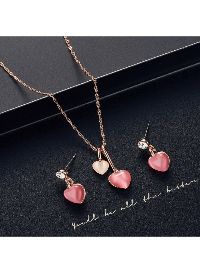 Goolsky Women's Magenta Pendant Necklace & Earring Set - Bohemian Niche Design Bestie Jewelry for Love Luck - Image 4
