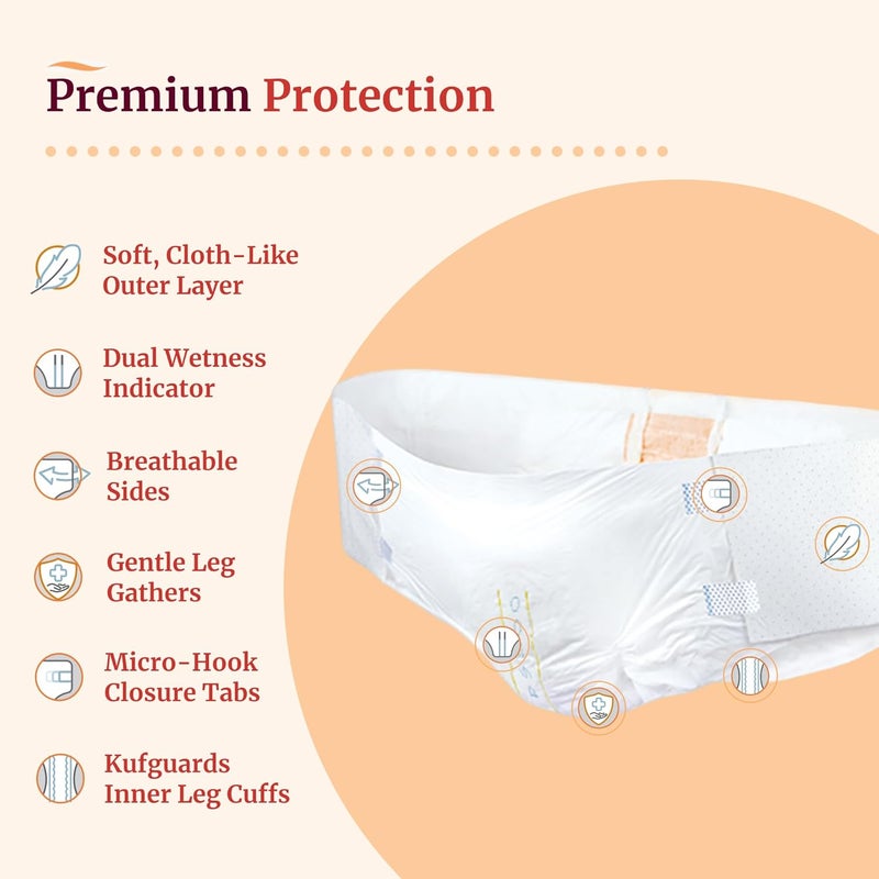Tranquility Bariatric Disposable Briefs 3XLarge with Peach Mat Core for Dry Skin Odor Control Max Comfort Secure Kufguard Technology LatexFree 34oz Capacity 32ct Case - Image 3