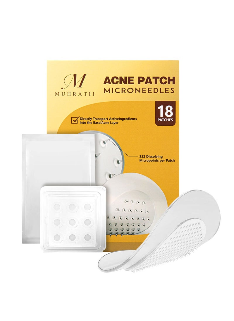 Muhratii - MUHRATII Microdart Acne Patch - Microneedle Pimple Patch Contains  322 Microdart and Hyaluronate Salicylic Acid Use for Blemish,Zit,Acne - 18 Patches - Image 1