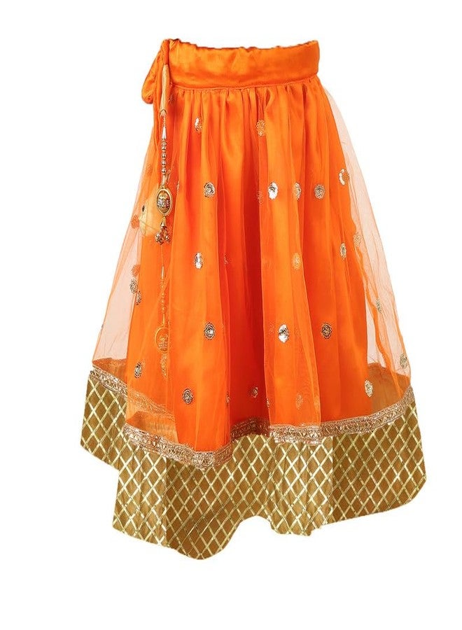 HIBA CREATIONS Baby Girl Orange and golden gotapatti lehenga choli 4-5 Years - Image 3