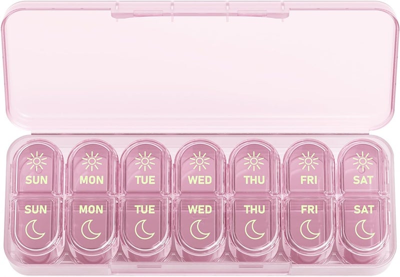 Daviky Weekly Pill Organizer 2 Times a Day, BPA Free 7-Day AM PM Medicine Case, Travel-Friendly Pill Box for Fish Oils, Vitamins & Supplements - Image 1