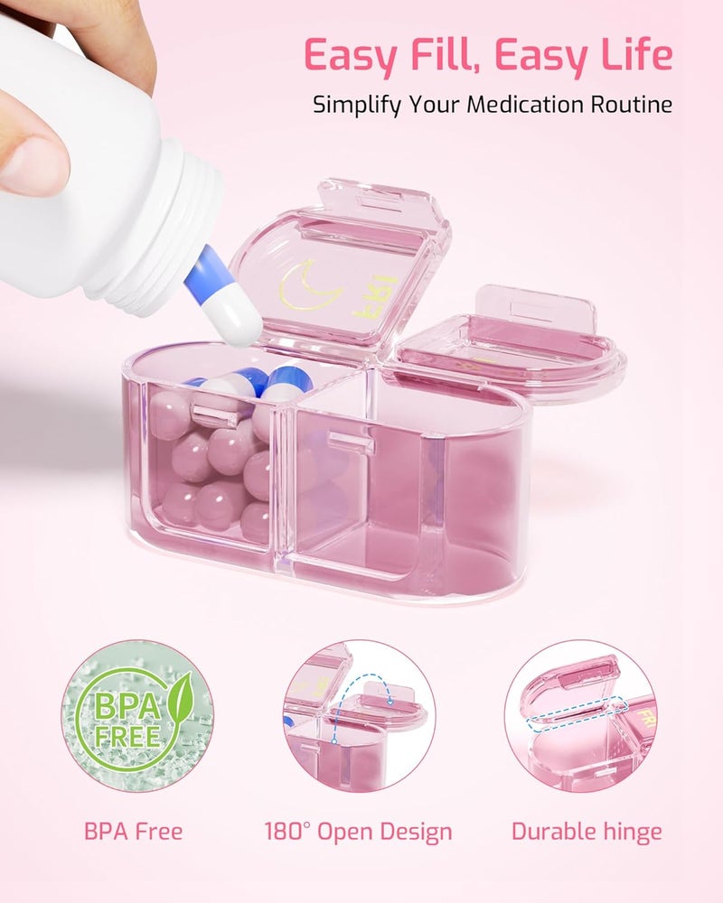 Daviky Weekly Pill Organizer 2 Times a Day, BPA Free 7-Day AM PM Medicine Case, Travel-Friendly Pill Box for Fish Oils, Vitamins & Supplements - Image 3