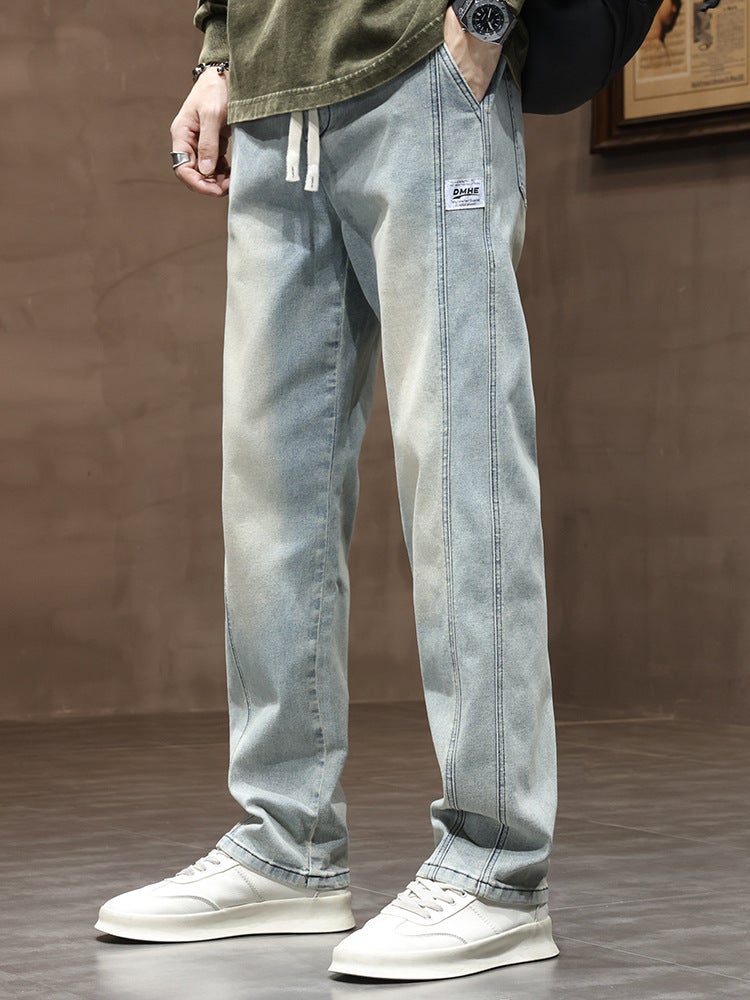 Teenager Jeans Trendy Brand Simple Fashion Straight Leg Pants Men'S Loose Style Tall And Slimming Casual Pants For Boys - Image 3