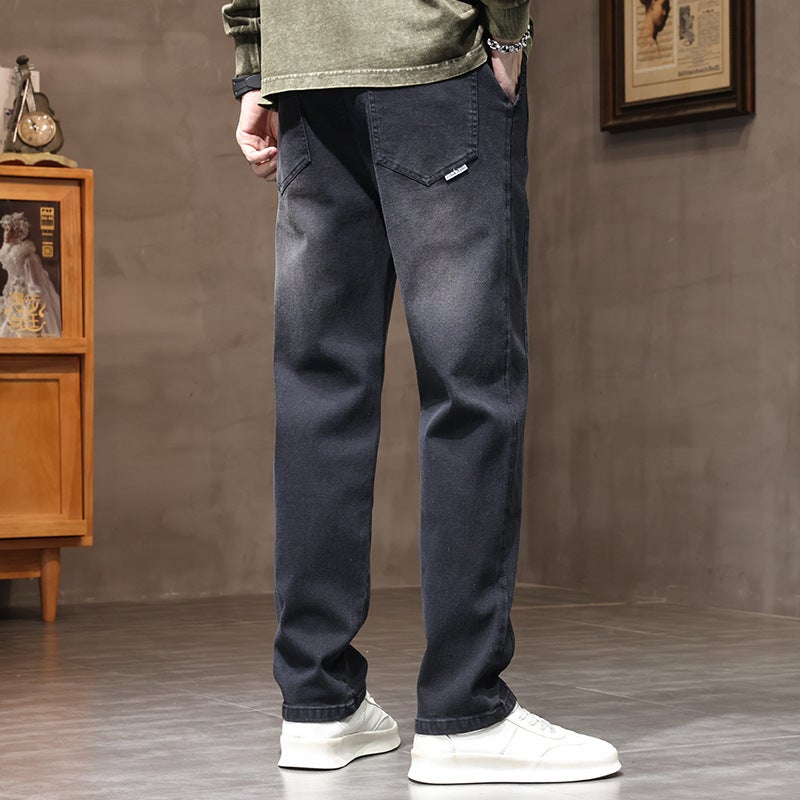 Teenager Jeans Trendy Brand Simple Fashion Straight Leg Pants Men'S Loose Style Tall And Slimming Casual Pants For Boys - Image 1