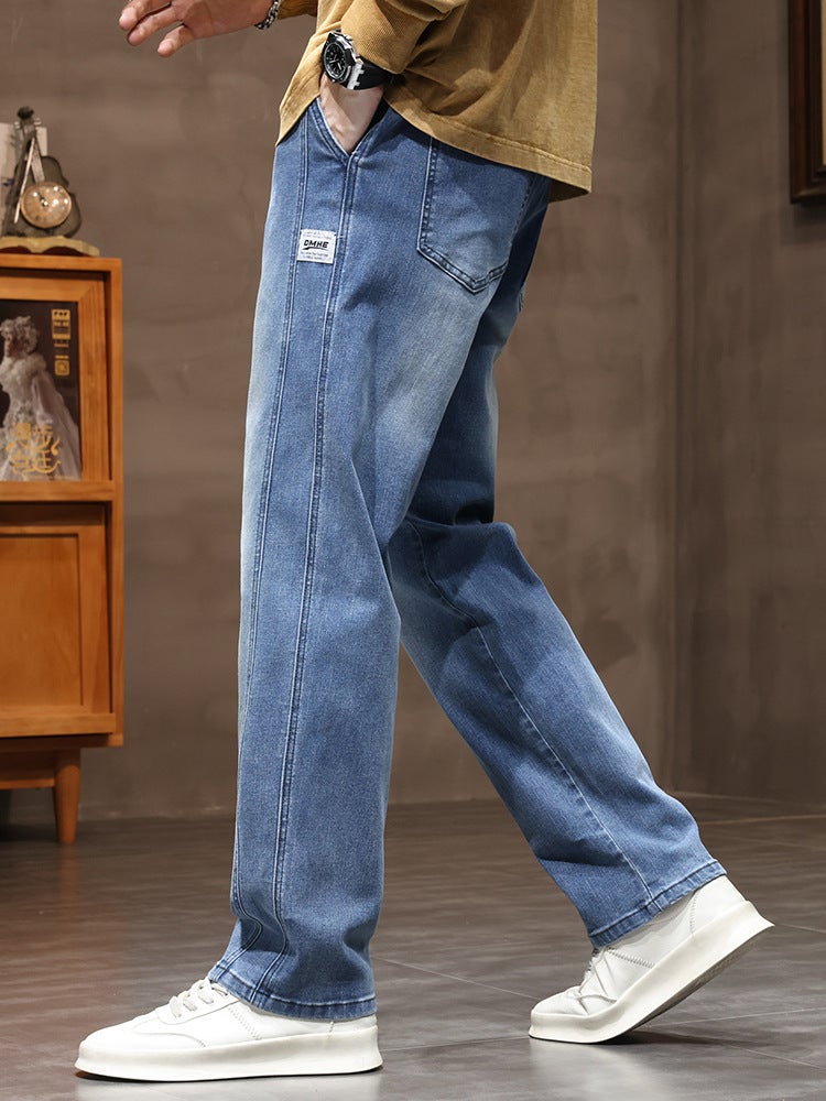 Teenager Jeans Trendy Brand Simple Fashion Straight Leg Pants Men'S Loose Style Tall And Slimming Casual Pants For Boys - Image 4