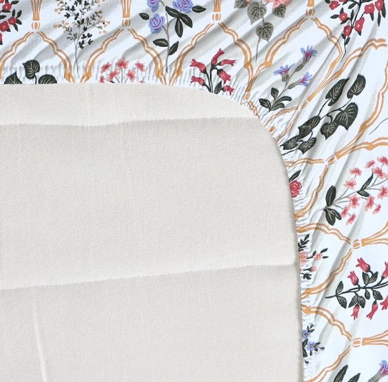 TARAIN COLLECTION Cotton Elastic Fitted Bedsheet with 2 Pillow Covers 18x28 InchesBedsheet Size - 72x78+10 inches (White Flower) - Image 3