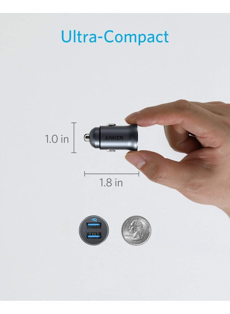 Anker Anker 320 Car Charger (24W II), Mini Aluminum Alloy Dual USB with Blue LED for iPhone16 15 14 13 12 Series, iPad Pro/Air 2/Mini, Galaxy and More - Not Compatible with Quick Charge (Black)  - Image 4