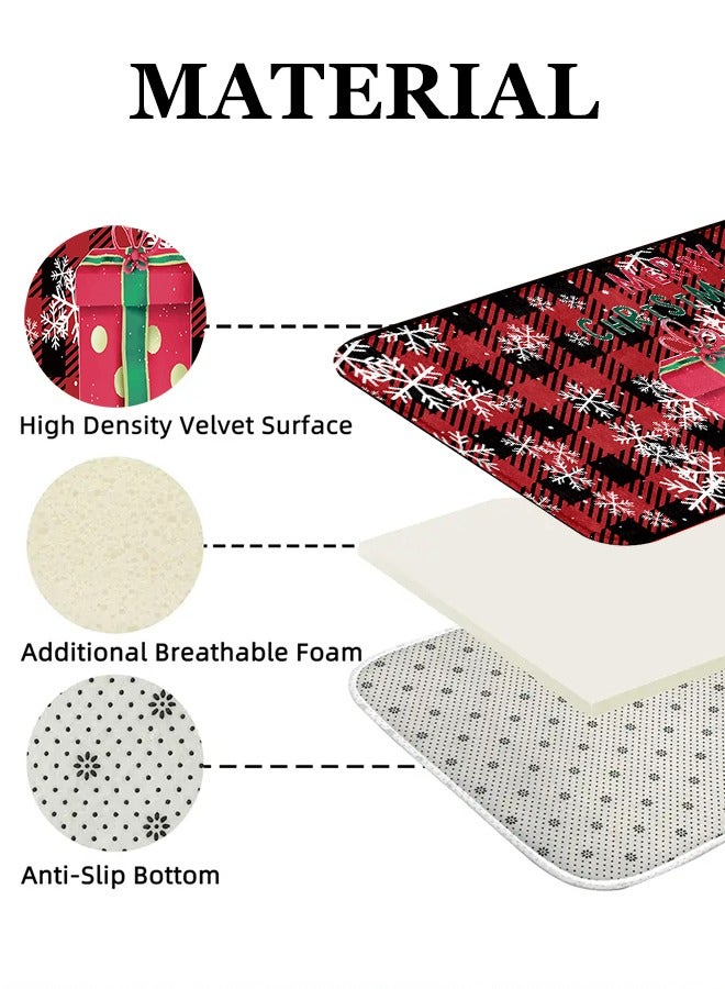 2 PCS Christmas Sponge Rugs Set, Cushion Floor Carpet, Waterproof, Oil Resistant and Anti-Fatigue PU Standing Mat for Kitchen, Floor, Office, Sink, Laundry 45*75CM+45*120CM - Image 4