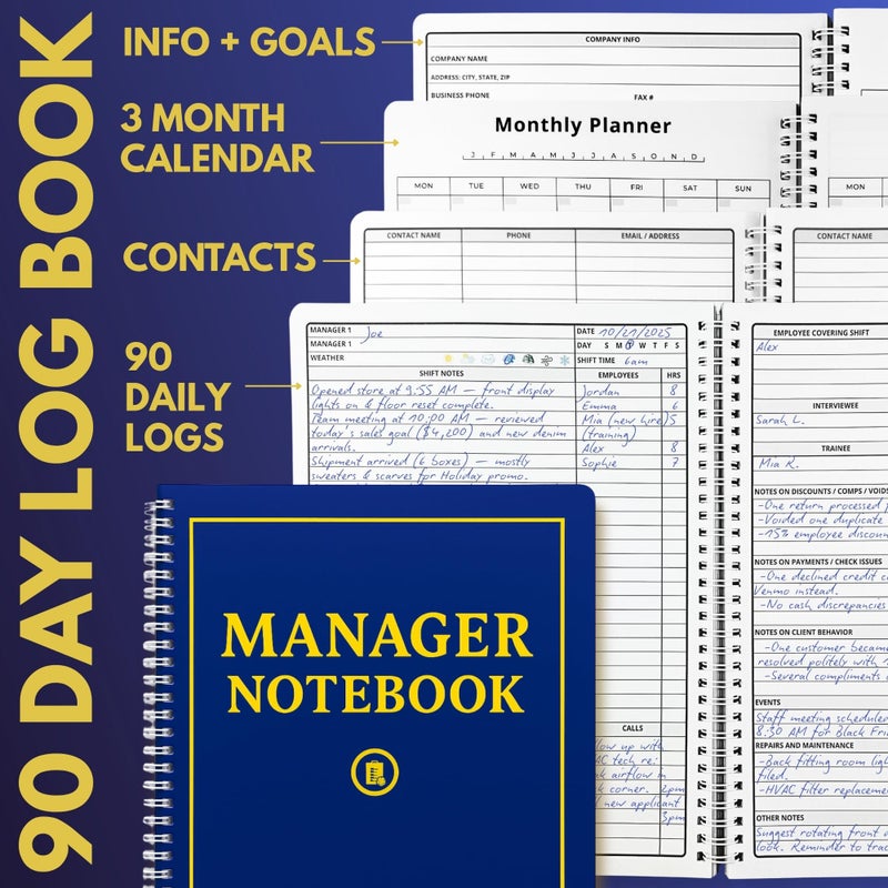 Field Equipt Managerâ€™s 90-Day Planning Journal by Field Equipt â€“ Professional Project Organizer for Work with Daily Activity Logs & Goal Setting â€“ Durable, Spill-Proof Cover for Office & Field Management - Image 2