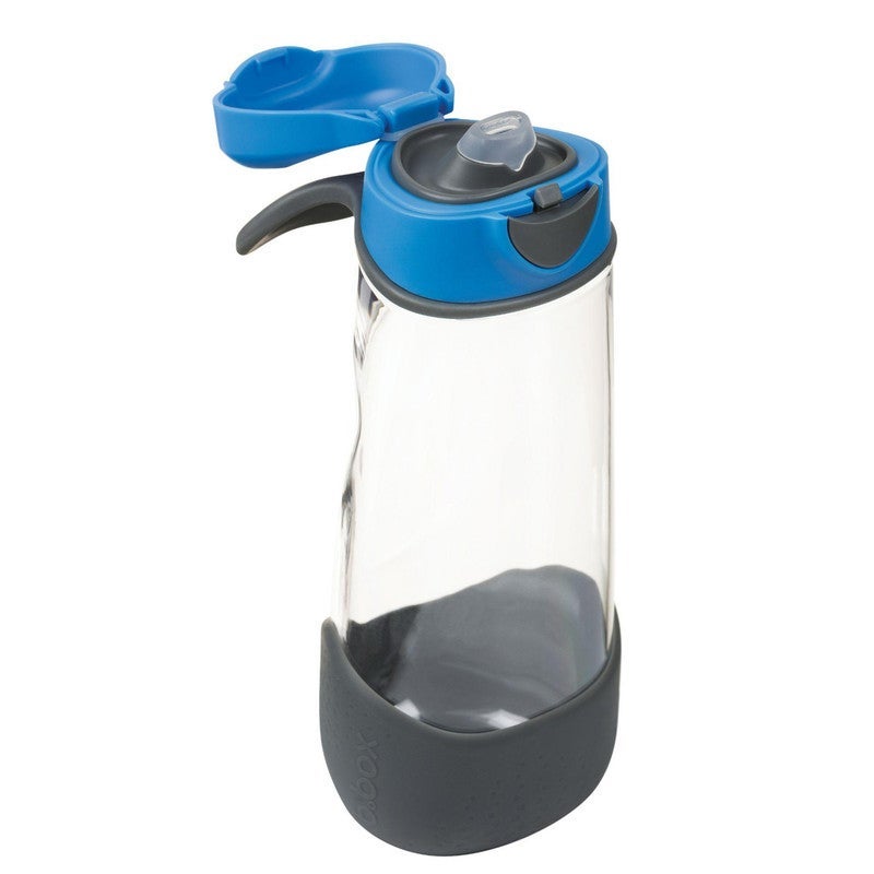B.Box Sport Spout Drink Bottle for Kids | Easy-Flow Silicone Spout | Leakproof Push Button Lid | Ergonomic Triangle Grip | BPA-Free Tritanâ„¢ Water Bottle | 15.2 fl oz | 600ml-Blue Slate - Image 1