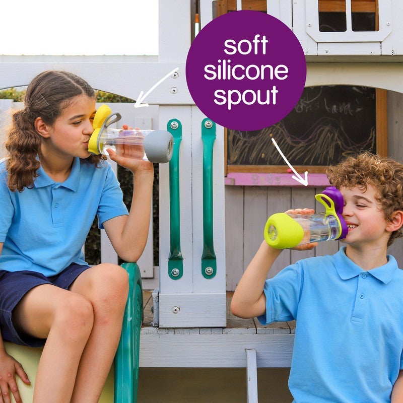 B.Box Sport Spout Drink Bottle for Kids | Easy-Flow Silicone Spout | Leakproof Push Button Lid | Ergonomic Triangle Grip | BPA-Free Tritanâ„¢ Water Bottle | 15.2 fl oz | 600ml-Blue Slate - Image 3