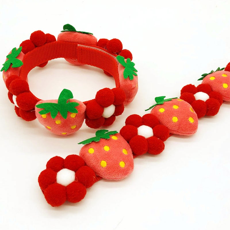 Dog Collar with Flower Strawberry Dog Collar Adjustable Dog Collar for Puppy - Image 3